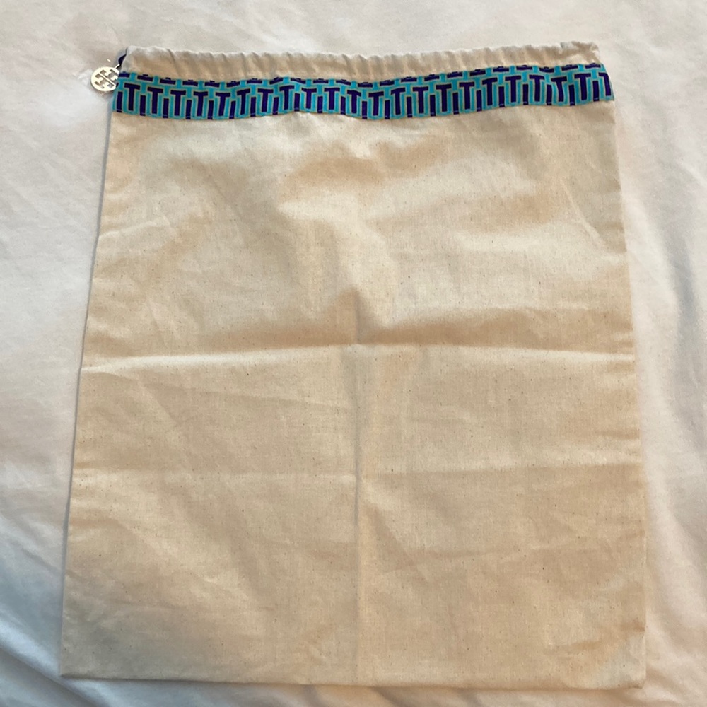 Tory Burch Dust Shoe Hand Bag Cover Protector Logo Pull Tab 15" x 12" Beige New